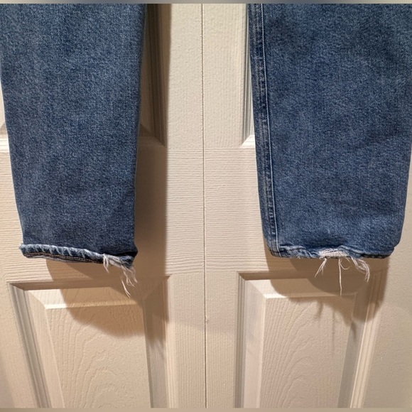 AGOLDE Lyle Jeans Women's Straight Mid Rise Blue Denim Distressed Sz 28 VGUC - Picture 4 of 12